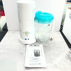 MR.COFFEE TM3P Iced Tea Pot Maker Blue Lid Incl Bonus Pitcher Lid & Scoop